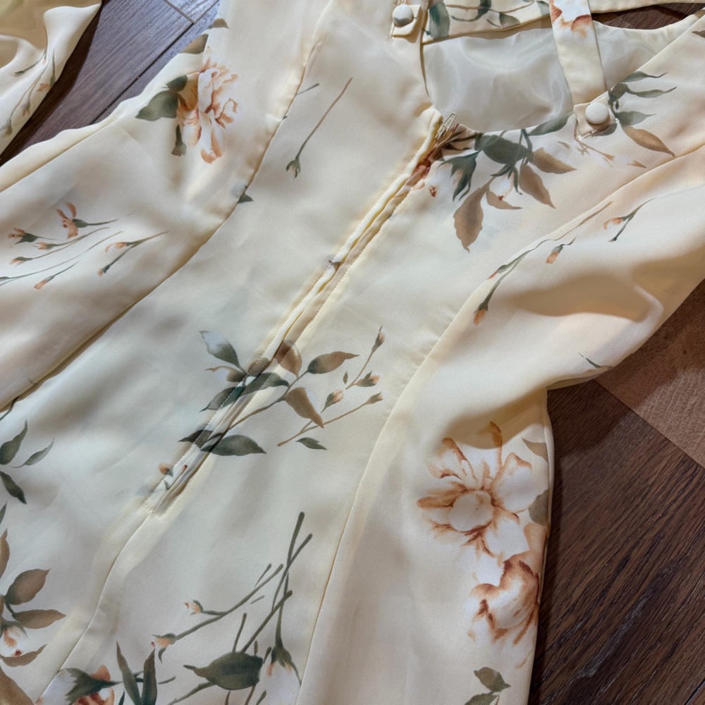 Vintage Y2K Floral Dress Scarf Yellow Floral Mini Dress Vintage Y2K Dress Fairy - Picture 10 of 15
